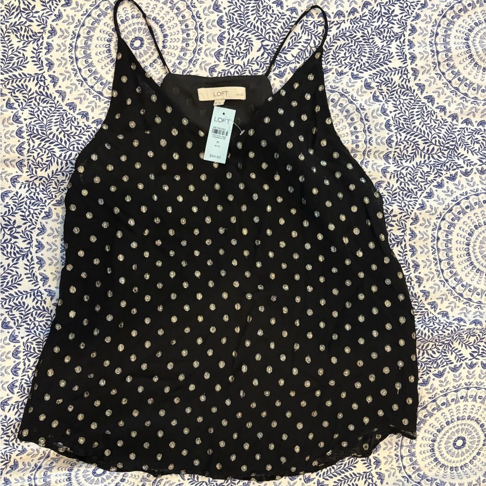 LOFT Black and gold Polka Dot Camisole